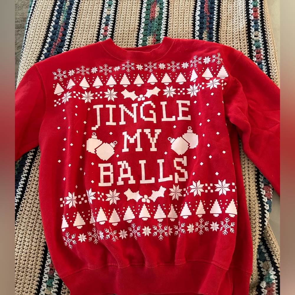 Spencer’s Red Knit Funny Christmas Sweater